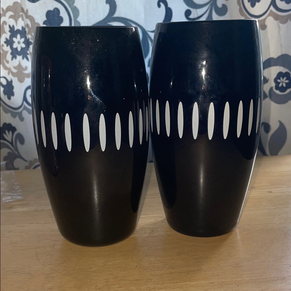 Pier 1 Black and White blown glasses